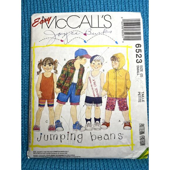 McCalls 6523 Sewing pattern Kids hoodie tank top shorts hat size small - Picture 1 of 7
